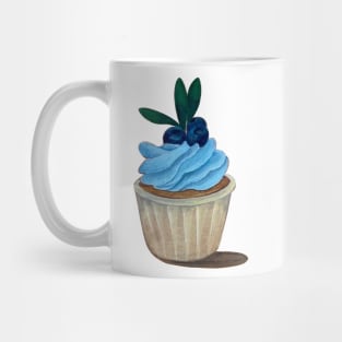 hand drawn blue berry cupcake Mug